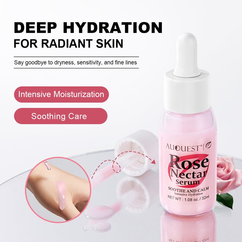 Rose Nectar Serum - Manufacturer - AuQuest Private Label Organic Vegan Whitening Firming Moisturizing Serum