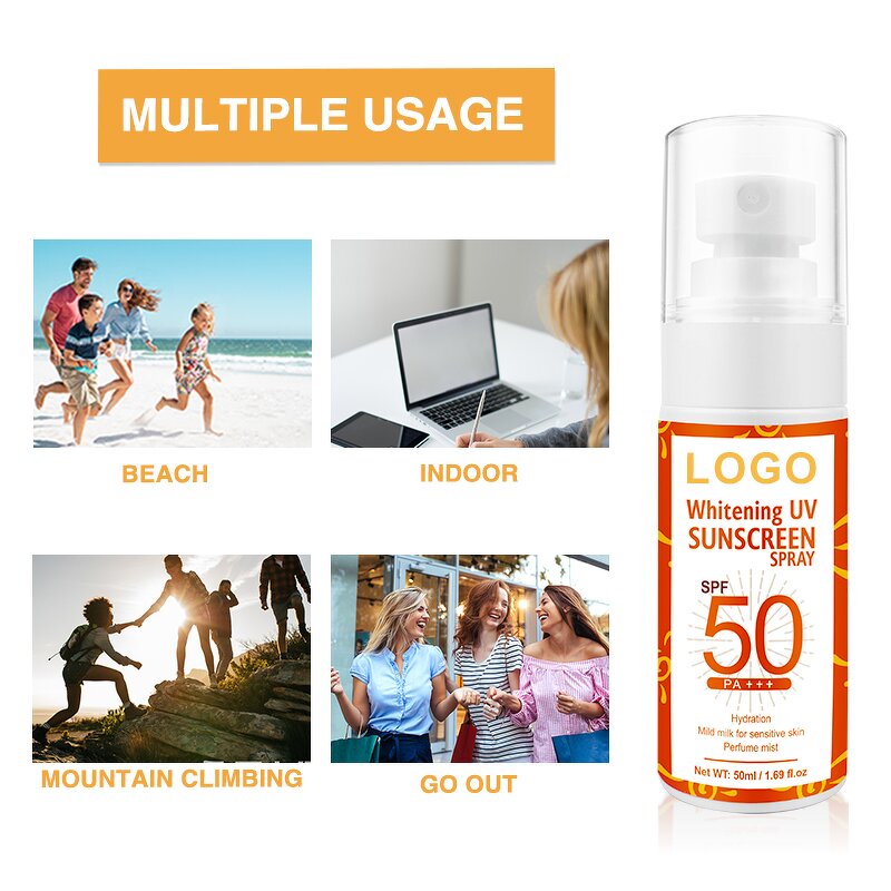 Sunscreen Spray SPF50 - Manufacturer - Wholesale Organic UV Sunburn Block Custom Logo Face Body Whitening