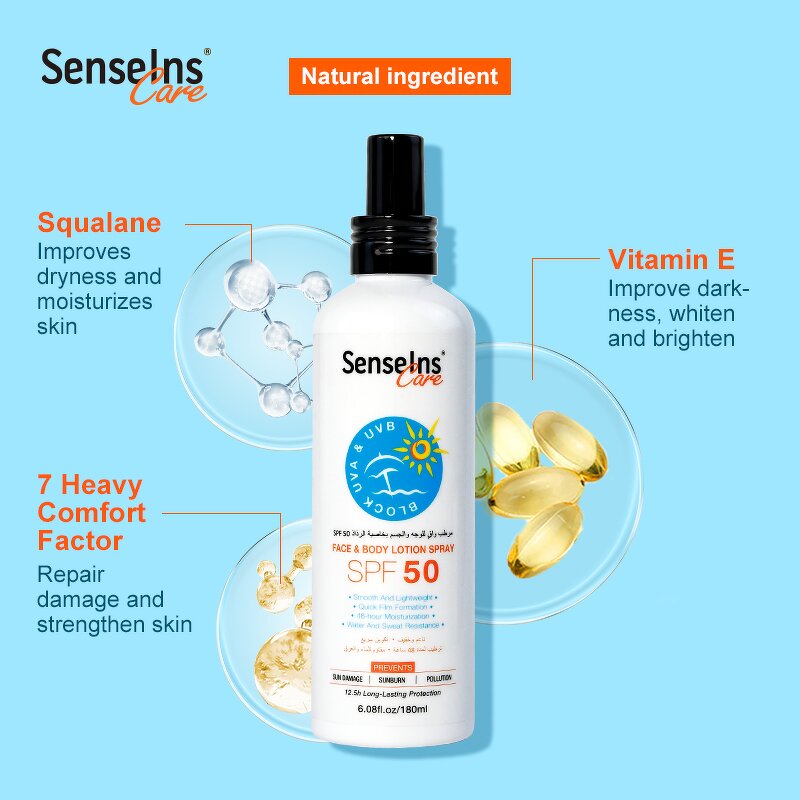 Sunscreen Spray SPF50 - Factory - OEM Custom Logo Private Label Organic Whitening UVA+UVB SunScreen Mist