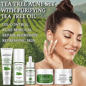 Tea Tree Skin Care Set - Manufacturer - Wholesale Korea Organic Acne Repair Face Wash Toner Serum Cream Set