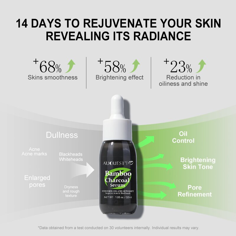 Bamboo Charcoal Serum - Manufacturer - AuQuest Hot Selling Organic Whitening Dark Spot Pores Shrinking Serum