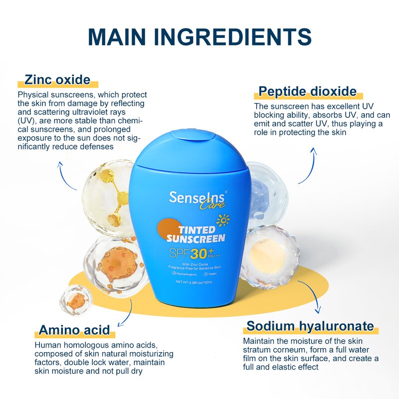 Tinted Sunscreen SPF50 - Factory - Private Label Organic Moisturizer Anti UV Concealer Sunblock Cream