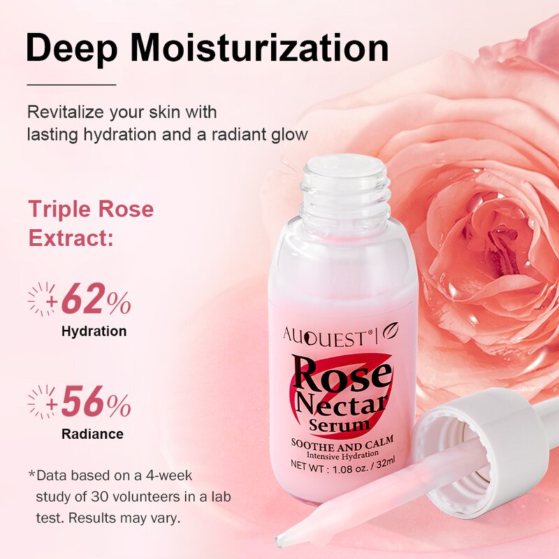 Rose Nectar Serum - Manufacturer - AuQuest Private Label Organic Vegan Whitening Firming Moisturizing Serum