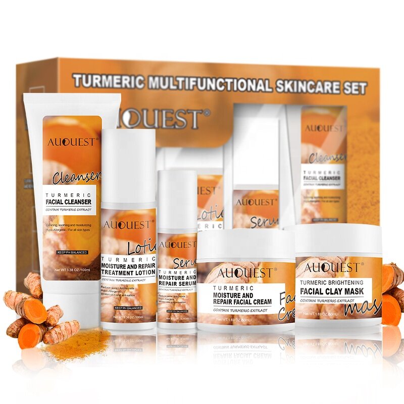 Turmeric Skin Care Set - Factory - Hot Selling Private Label Organic Anti Acne Vegan Whitening Face Care Set