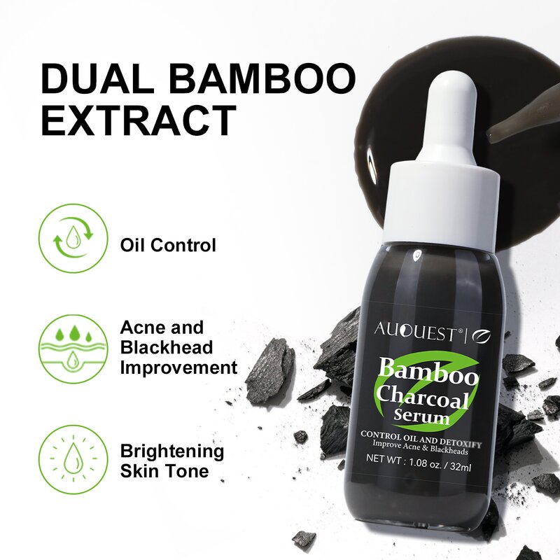 Bamboo Charcoal Serum - Manufacturer - AuQuest Hot Selling Organic Whitening Dark Spot Pores Shrinking Serum