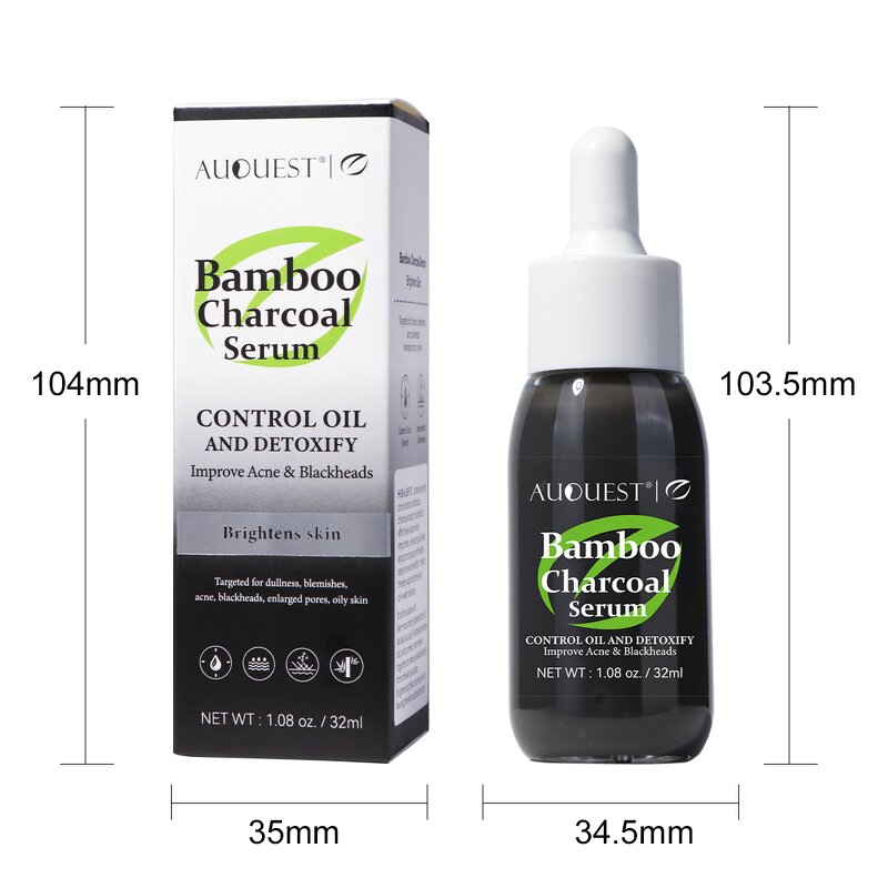 Bamboo Charcoal Serum - Manufacturer - AuQuest Hot Selling Organic Whitening Dark Spot Pores Shrinking Serum