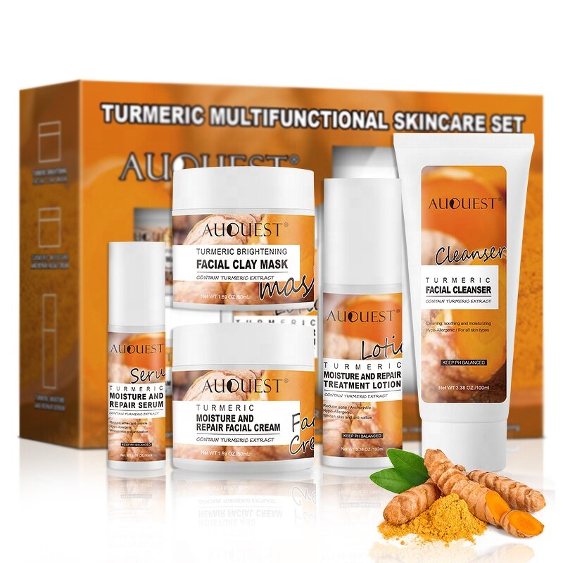 Turmeric Skin Care Set - Factory - Hot Selling Private Label Organic Anti Acne Vegan Whitening Face Care Set