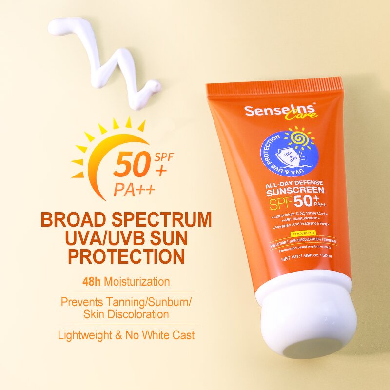 Sunscreen SPF50 Cream - Factory - Wholesale Hot Selling Organic Moisturizing UVA+UVB Protection Private Label