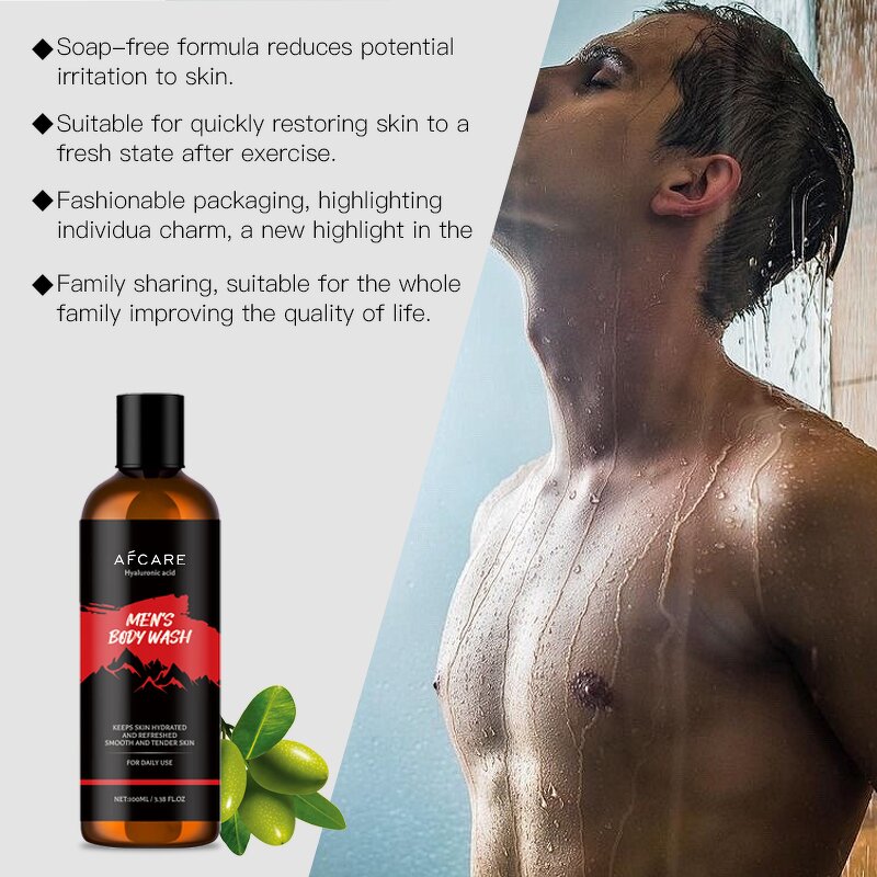 Mens Body Wash - Manufacturer - Hyaluronic Glycerin Deep Hydration Shower Gel Dry Skin Refreshing Fragrance