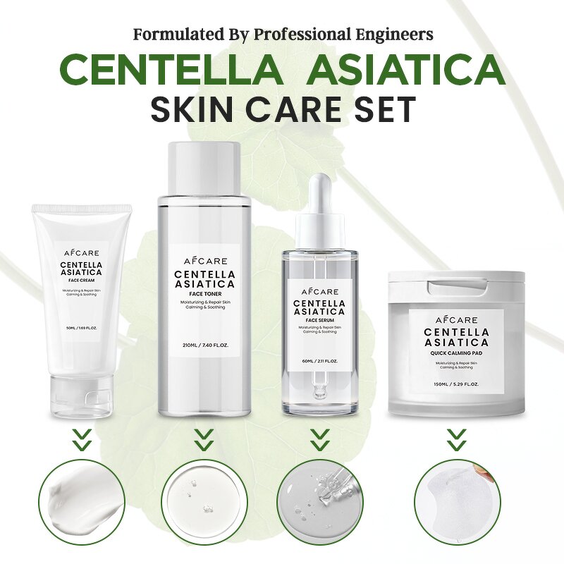 Centella Skin Care Set - Factory - Vitamin C Hyaluronic Acid Soothing Hydrating Reduces Redness Daily Kit