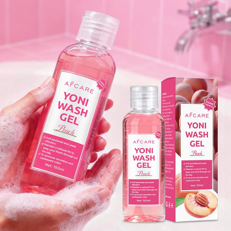 Yoni Wash Gel - Manufacturer - Organic Vegan Peach Antibacterial PH-Balanced Cleansing Irritation Relief Intimate