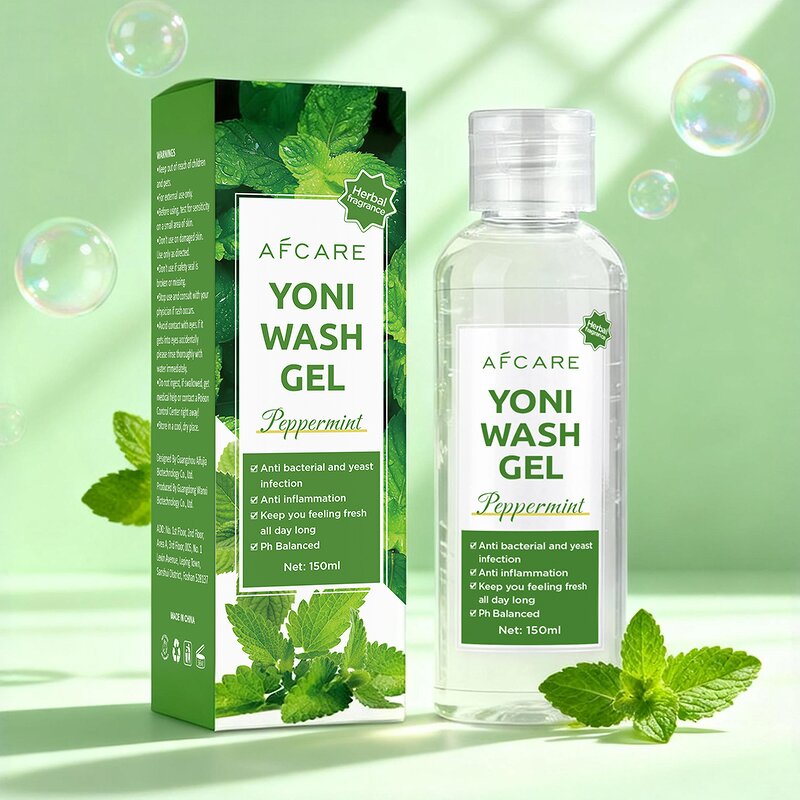 Yoni Wash Gel - Manufacturer - Premium 100% Herbal Peppermint PH Balanced Odor Control Non-Irritating Care