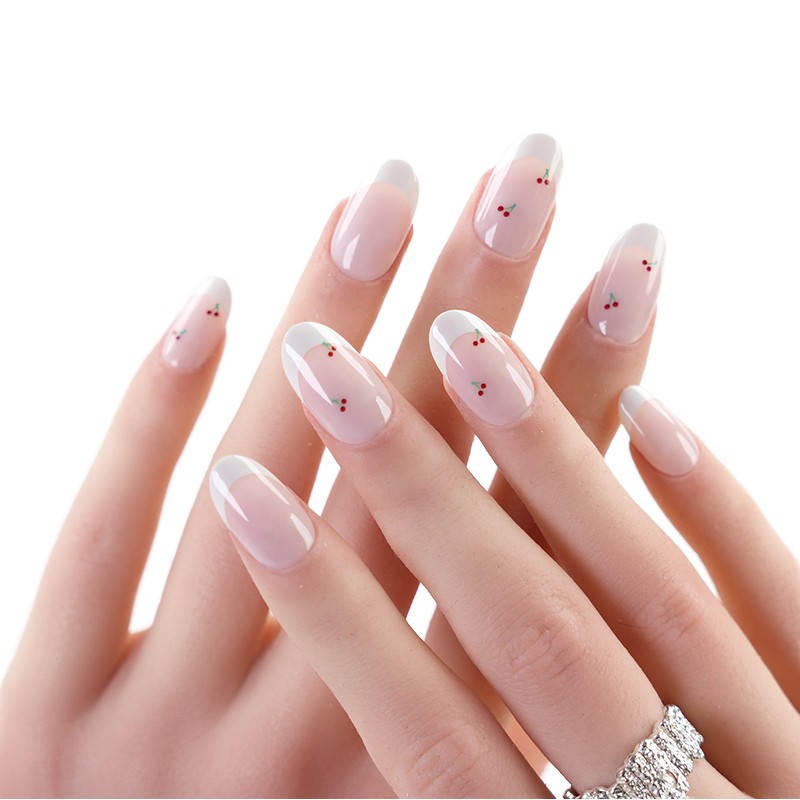 Press on Nails Manufacturer - OEM Salon Quality Nude White Cherry Oval ABS Verified
