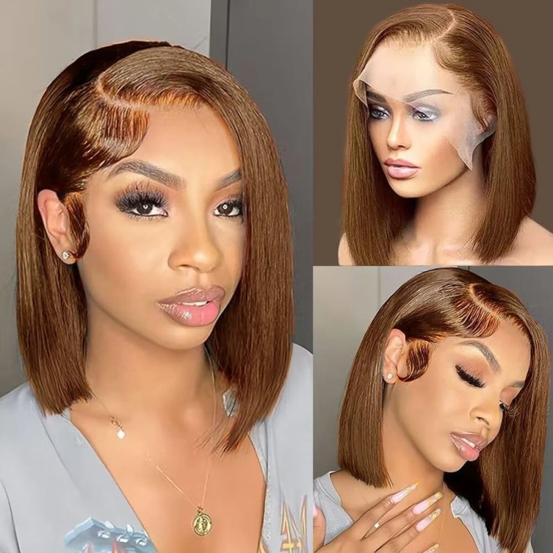 Straight Bob Wig Supplier - OEM 134 Frontal Brazilian Remy Short Lace Front Wigs