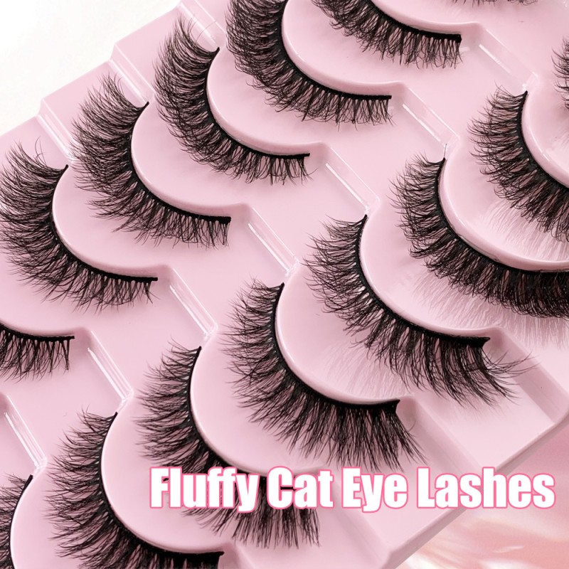 False Eyelashes Supplier - OEM 10 Pairs Natural Fluffy Full Strip Customizable