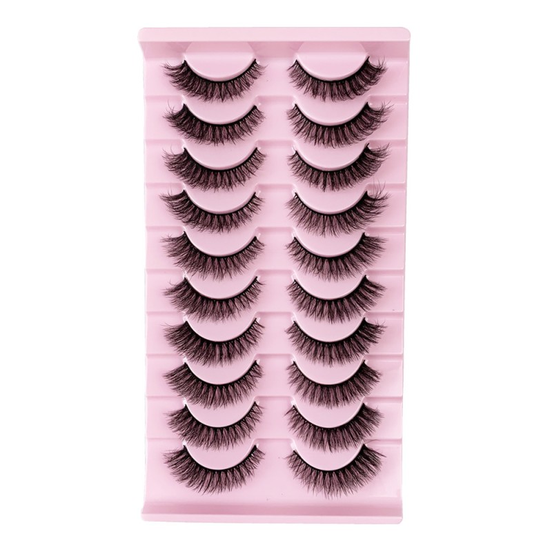 False Eyelashes Supplier - OEM 10 Pairs Natural Fluffy Full Strip Customizable