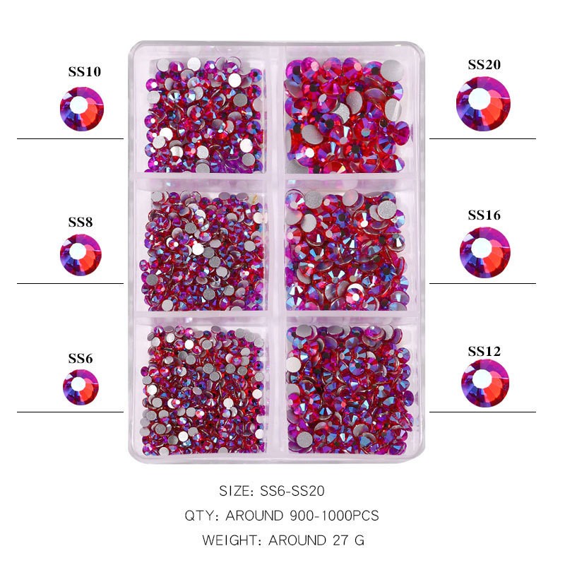 Nail Rhinestones Factory - OEM Luxury Diamond Acrylic AB Color 3D 900-1000pcs Box