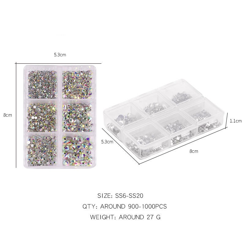 Nail Rhinestones Factory - OEM Luxury Diamond Acrylic AB Color 3D 900-1000pcs Box