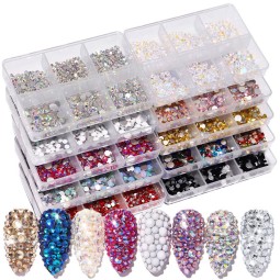 Nail Rhinestones Factory - OEM Luxury Diamond Acrylic AB Color 3D 900-1000pcs Box