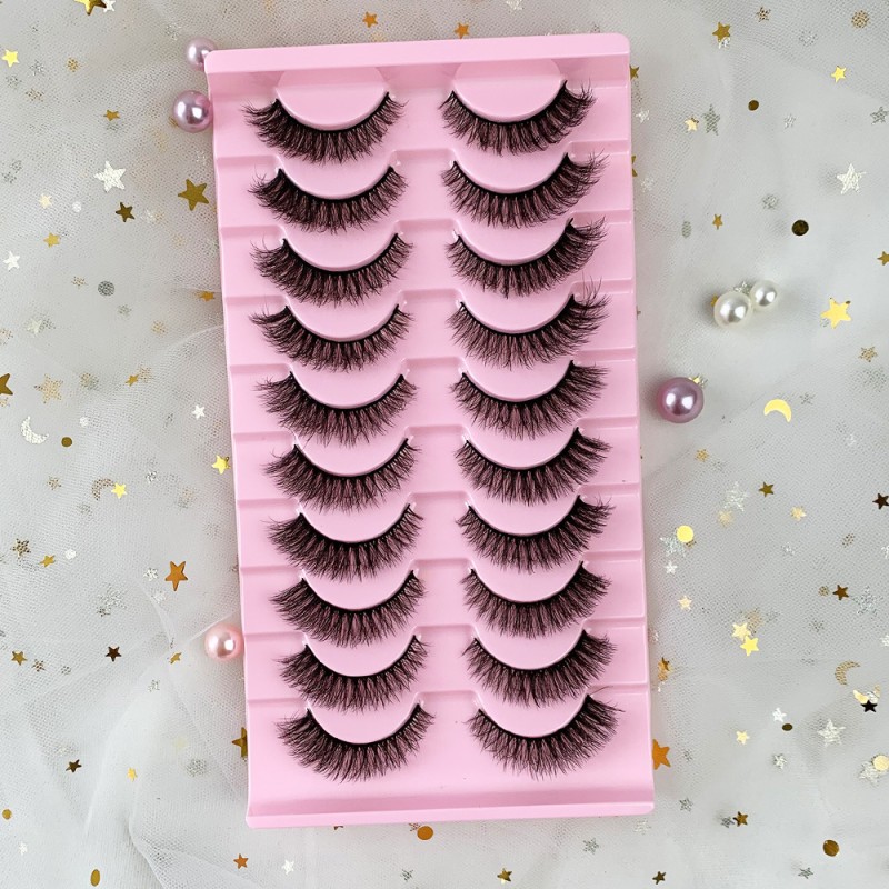 False Eyelashes Supplier - OEM 10 Pairs Natural Fluffy Full Strip Customizable