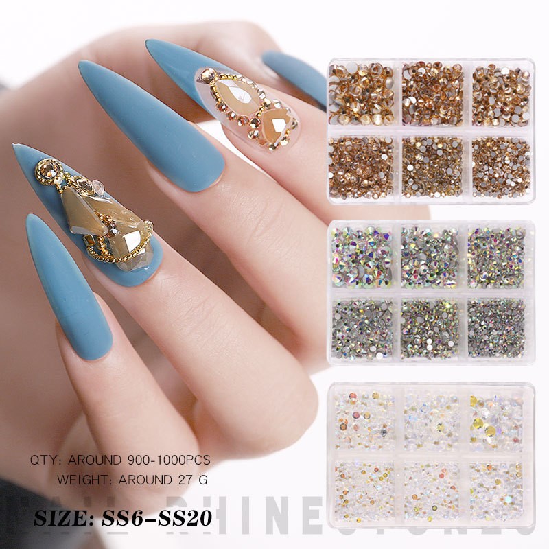 Nail Rhinestones Factory - OEM Luxury Diamond Acrylic AB Color 3D 900-1000pcs Box