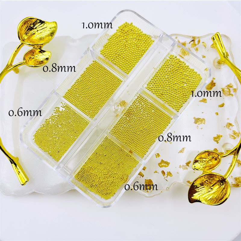 Nail Charms Factory - OEM 6-Grids Mini Caviar Beads 3D Metal Stainless Steel Decorations