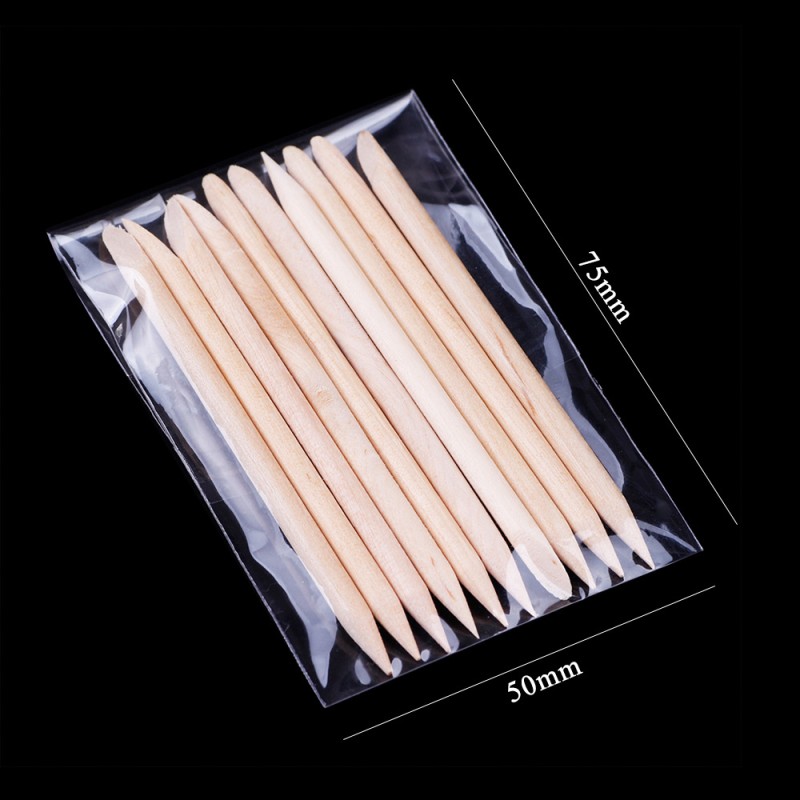 Nail Art Tool Supplier - OEM High-Grade 100-Pieces Wooden Cuticle Pusher Double-Headed