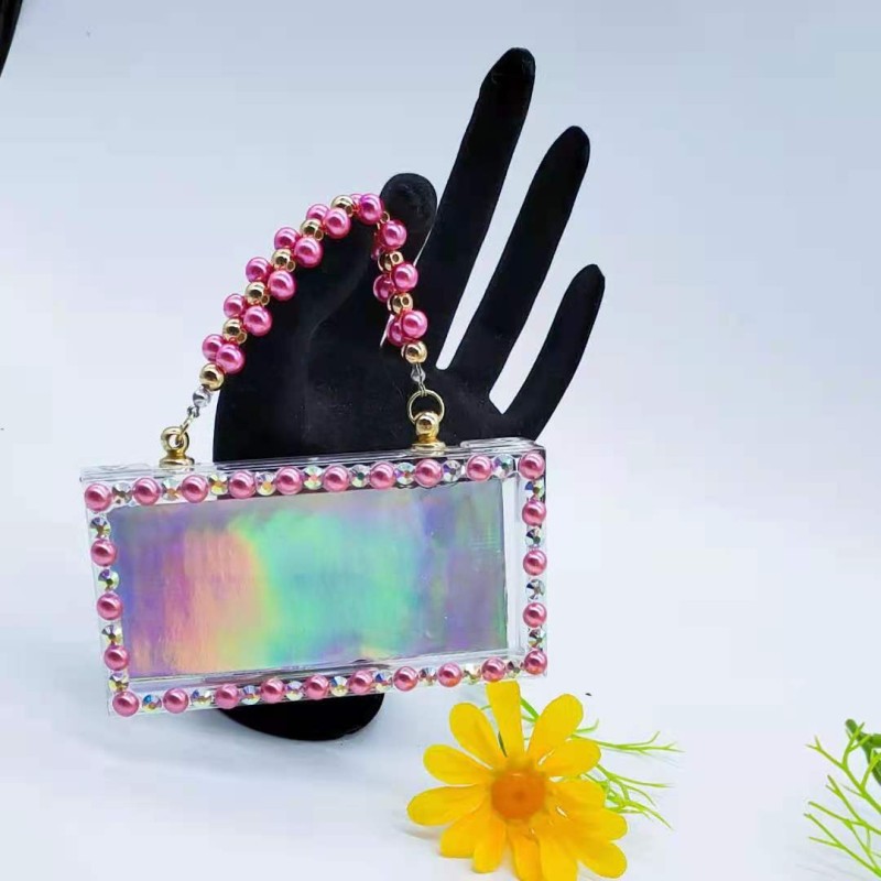 Acrylic Lash Box Supplier - OEM Plastic Paper Key Chain Gift Box with Pearl