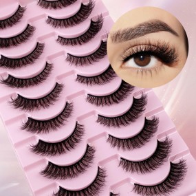 False Eyelashes Supplier - OEM 10 Pairs Natural Fluffy Full Strip Customizable