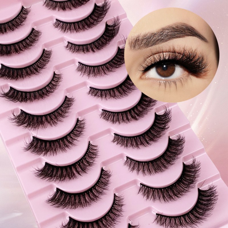 False Eyelashes Supplier - OEM 10 Pairs Natural Fluffy Full Strip Customizable
