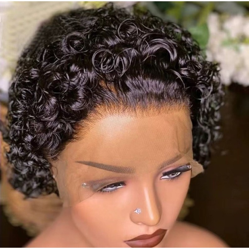 Lace Front Wig Manufacturer - OEM 13x1 Pixie Cut Curly Natural Hair Wigs European