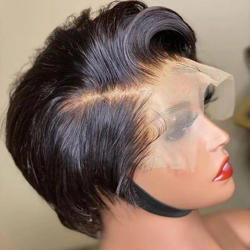 Lace Front Wig Manufacturer - OEM 134 Pixie Cut Short Bob Indian Human Hair Small Cap