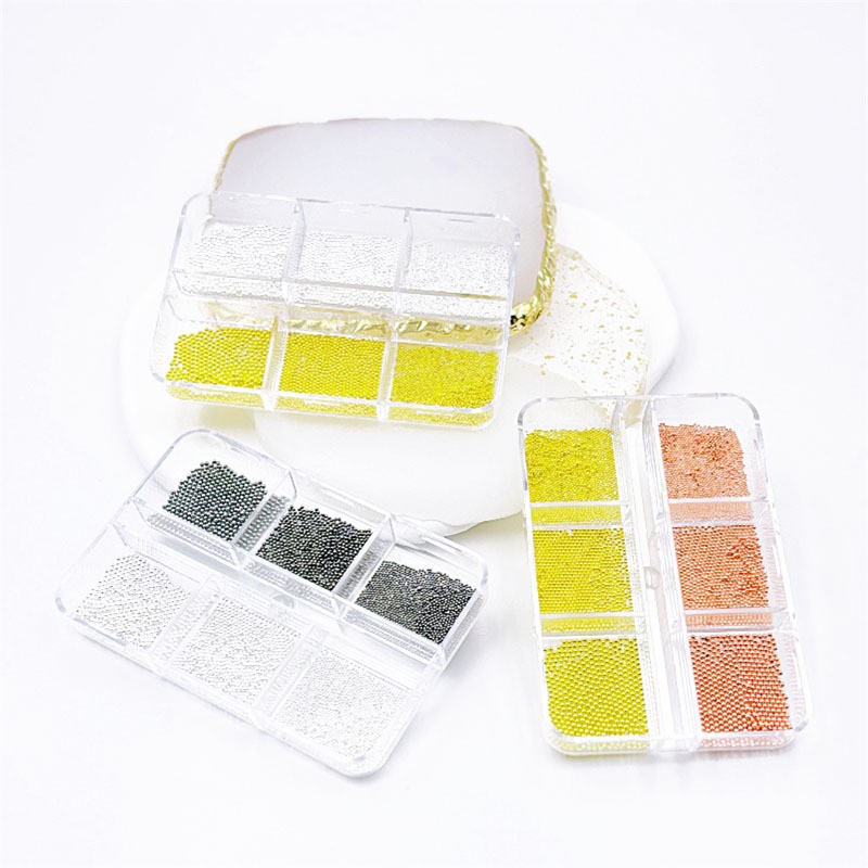 Nail Charms Factory - OEM 6-Grids Mini Caviar Beads 3D Metal Stainless Steel Decorations