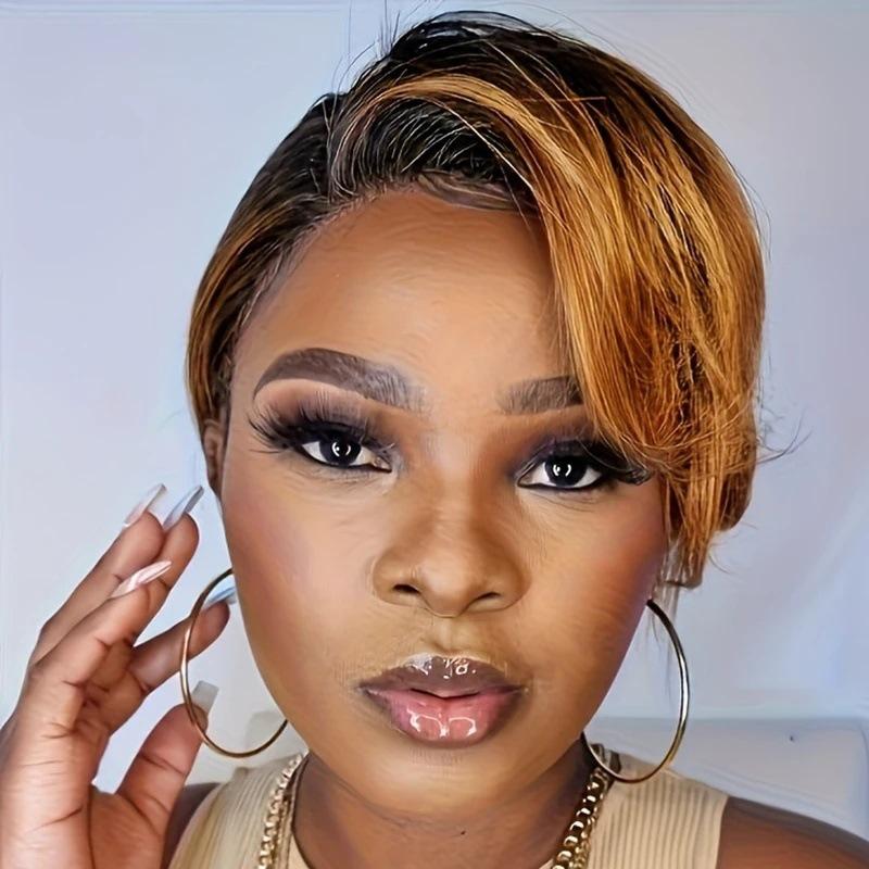 Lace Front Wig Manufacturer - OEM 134 Pixie Cut Short Bob Indian Human Hair Small Cap