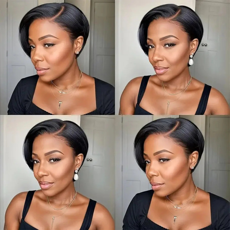 Lace Front Wig Manufacturer - OEM 134 Pixie Cut Short Bob Indian Human Hair Small Cap