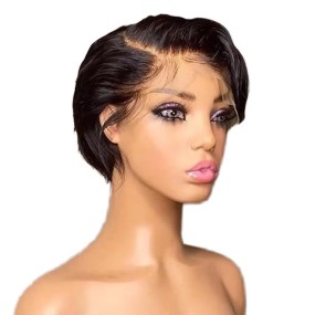 Lace Front Wig Manufacturer - OEM 134 Pixie Cut Short Bob Indian Human Hair Small Cap
