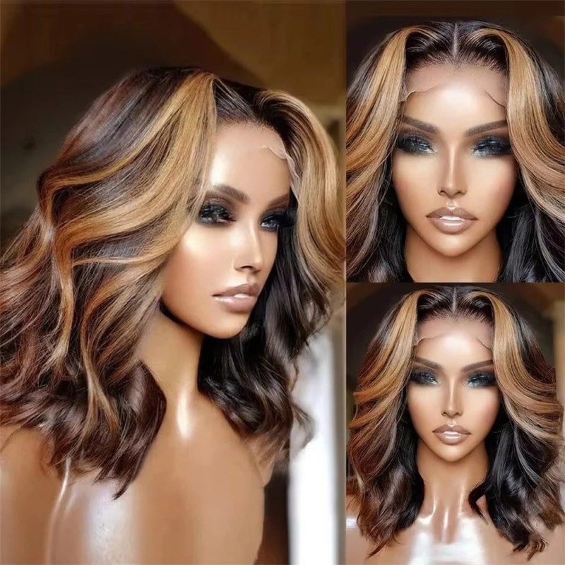 Transparent Lace Wig Manufacturer - OEM 134 Brown Mix Blonde High Temperature Fiber