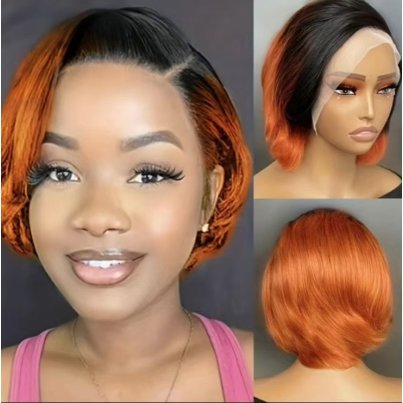 Lace Front Wig Manufacturer - OEM 134 Pixie Cut Short Bob Indian Human Hair Small Cap