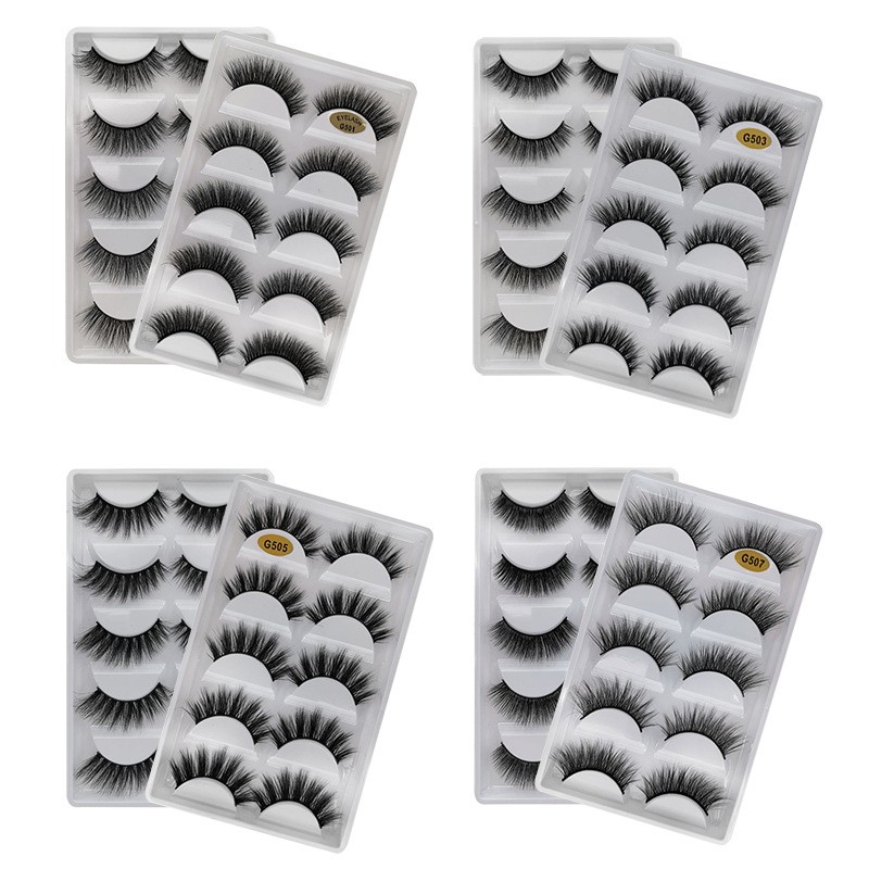 Faux Mink Lashes Manufacturer - OEM 5 Pairs Handmade Thick Synthetic Hair Lashes