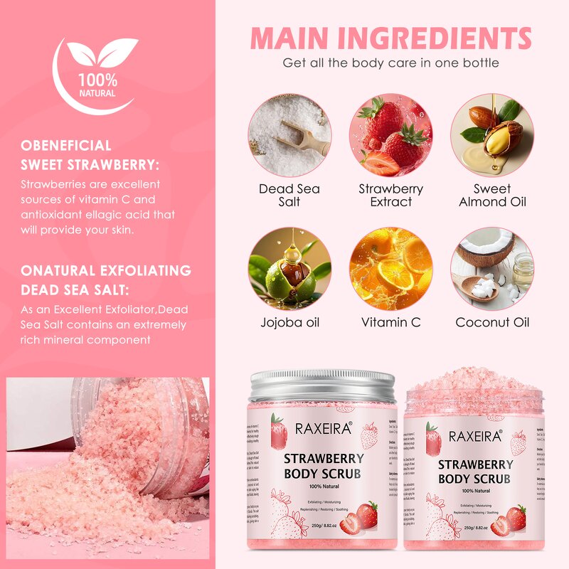 Body Scrub Manufacturer - Strawberry Sugar Moisturizing Exfoliating Vegan Whitening Wholesale