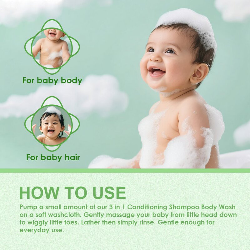 Baby Care Set Manufacturer - Kids 3 in 1 Shampoo Body Wash Conditioner Hydrate Wholesale