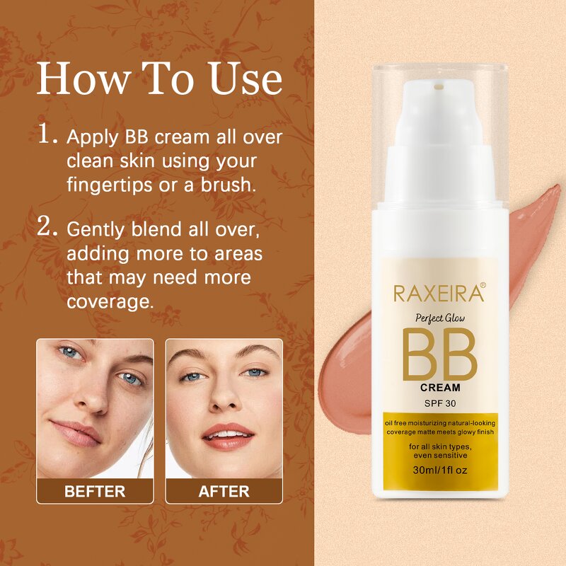 BB Cream Manufacturer - SPF30 PA++ Organic Sunscreen Vegan Moisturize Custom Makeup Foundation