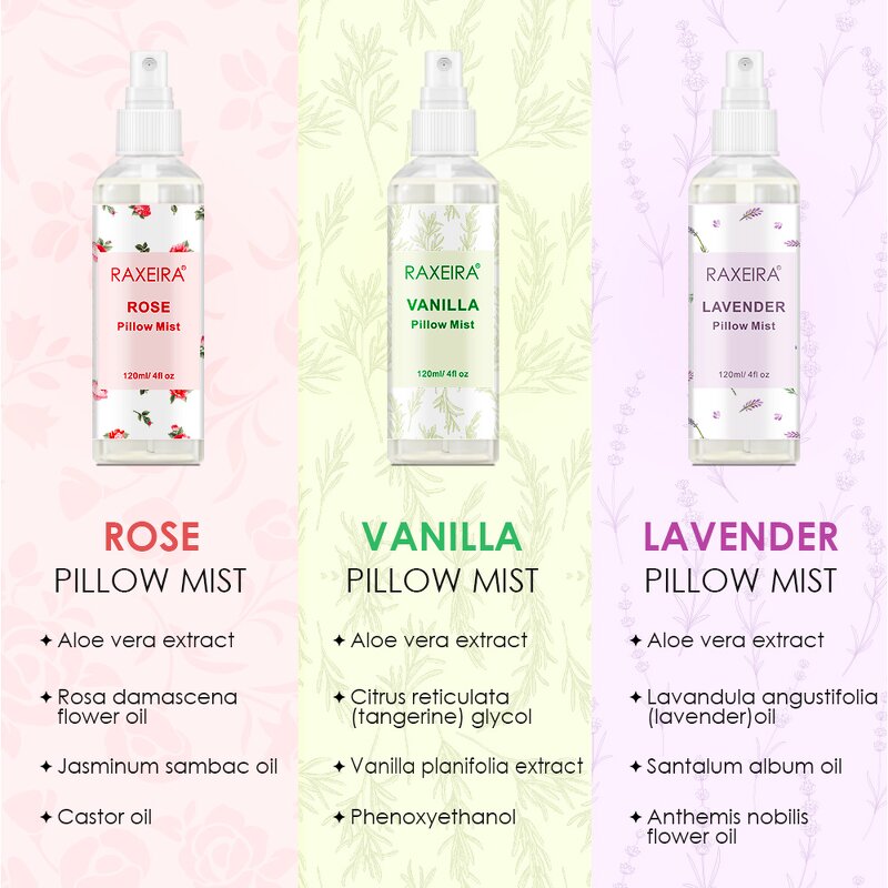 Pillow Mist Manufacturer - Organic Aromatherapy Vanilla Lavender Rose Essential Oil & Private Label Stocked