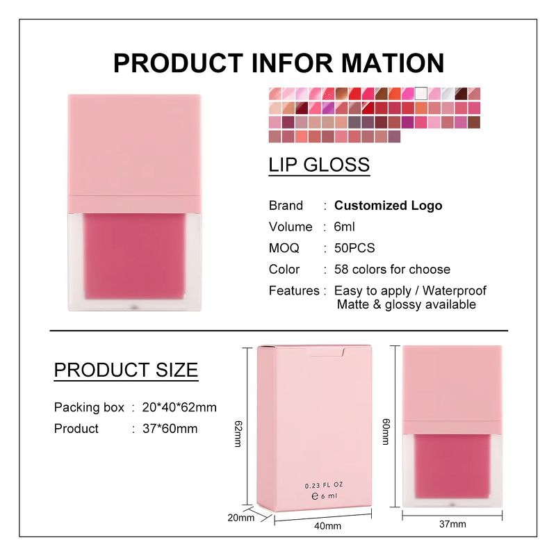 Lip Gloss Manufacturer - Square Tube Matte Herbal Mineral OEM Cosmetics Factory Wholesale