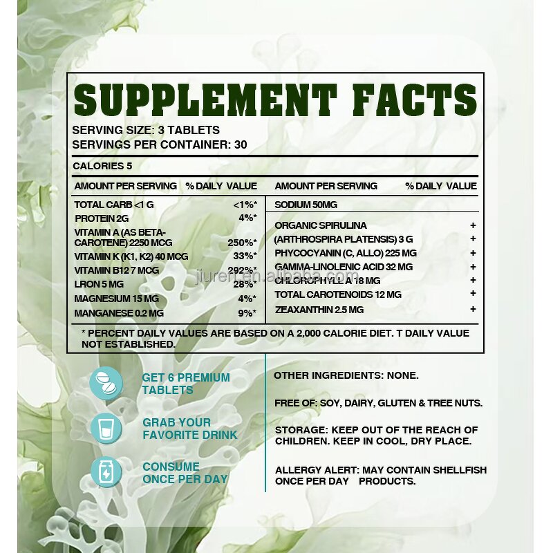 Chlorella Vulgaris Tablets Manufacturer - Sugar Free for Digestion Immunity Weight Loss