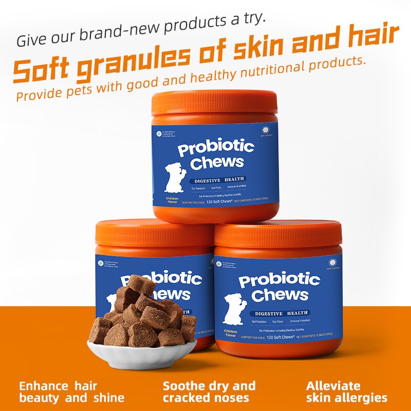 Pet Probiotic Soft Chews Manufacturer - OEM Digestive Enzymes Skin Coat Health Bottles