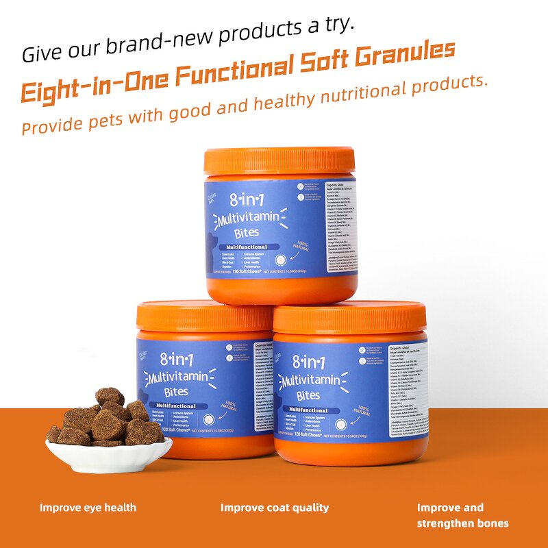 Pet Allergy Soft Chews Manufacturer - 8In1 Multivitamin for Dog Cat Skin Gut Joint OEM/ODM