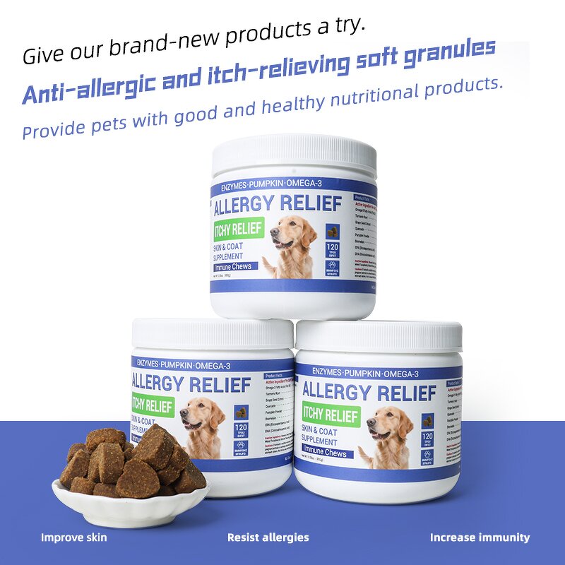 Pet Fish Oil Soft Chews Manufacturer - Anti-Allergic Itch Flea Relief Skin Coat Health