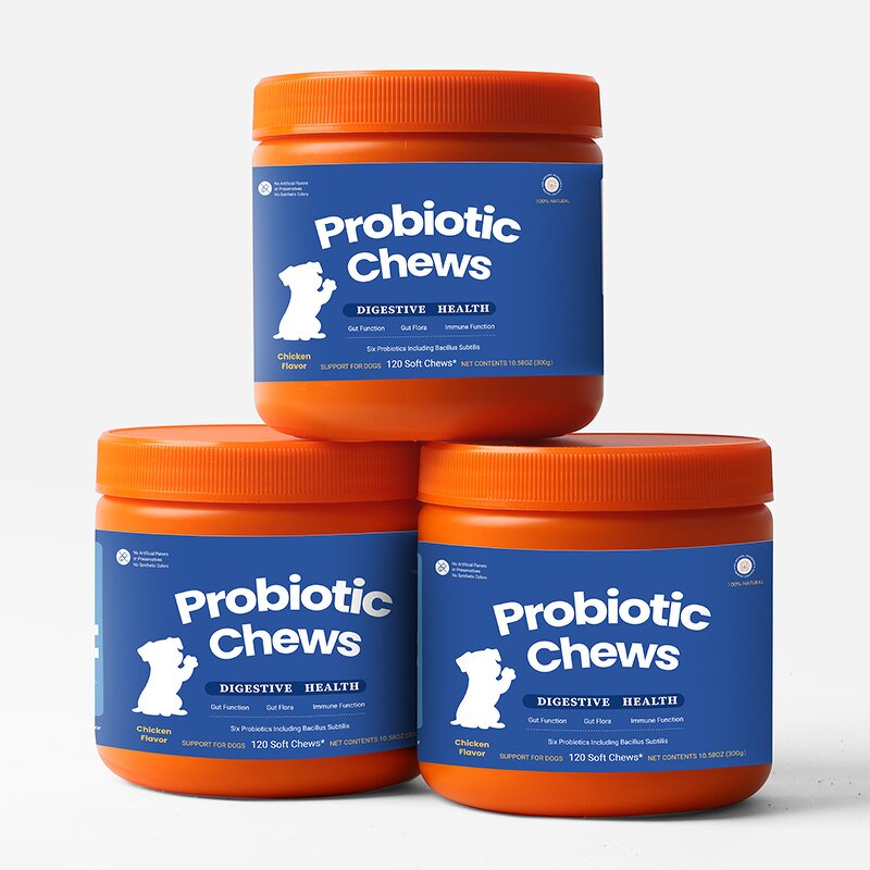 Pet Probiotic Soft Chews Manufacturer - OEM Digestive Enzymes Skin Coat Health Bottles