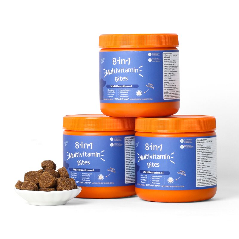 Pet Allergy Soft Chews Manufacturer - 8In1 Multivitamin for Dog Cat Skin Gut Joint OEM/ODM